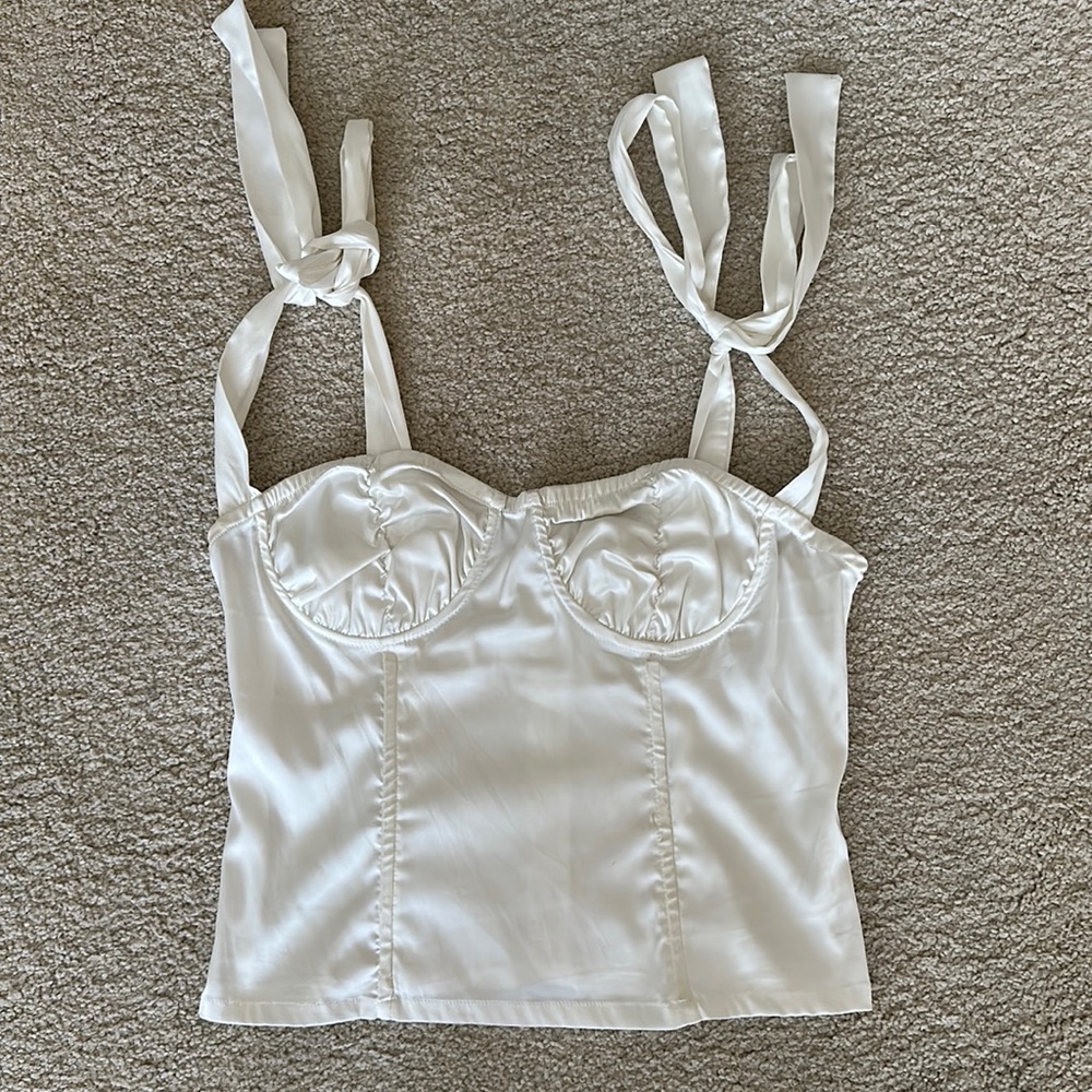 O.Vianca White Corset Top with Tie-able Straps